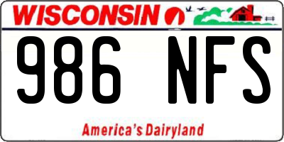 WI license plate 986NFS
