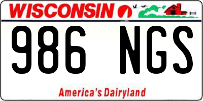 WI license plate 986NGS