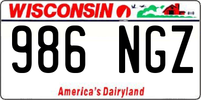WI license plate 986NGZ