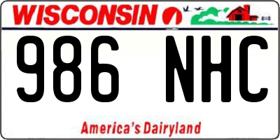 WI license plate 986NHC