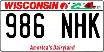 WI license plate 986NHK