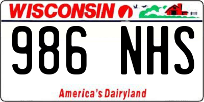 WI license plate 986NHS