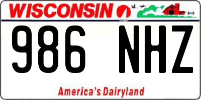 WI license plate 986NHZ