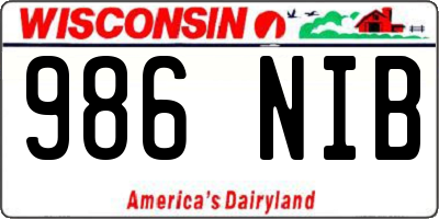 WI license plate 986NIB