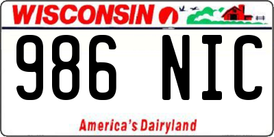 WI license plate 986NIC