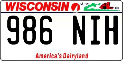 WI license plate 986NIH