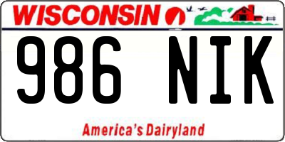 WI license plate 986NIK