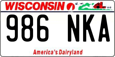 WI license plate 986NKA