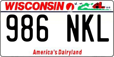 WI license plate 986NKL