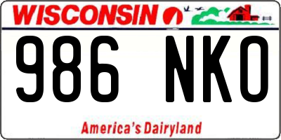 WI license plate 986NKO