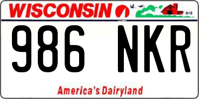 WI license plate 986NKR