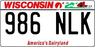 WI license plate 986NLK