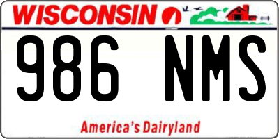 WI license plate 986NMS