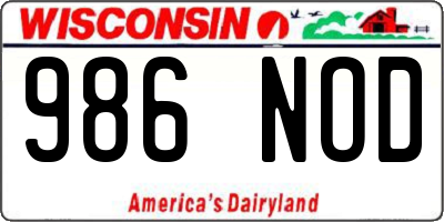 WI license plate 986NOD
