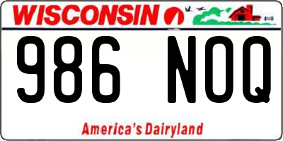 WI license plate 986NOQ
