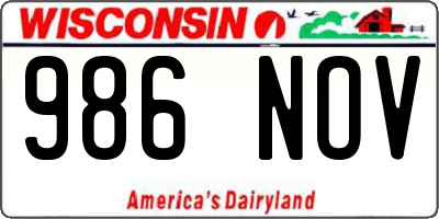 WI license plate 986NOV
