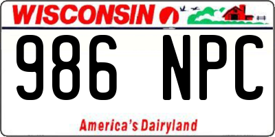 WI license plate 986NPC