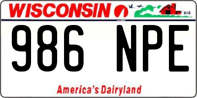 WI license plate 986NPE