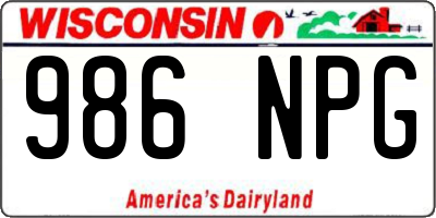 WI license plate 986NPG