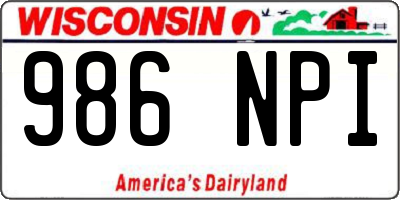 WI license plate 986NPI