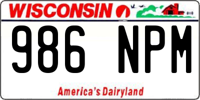 WI license plate 986NPM