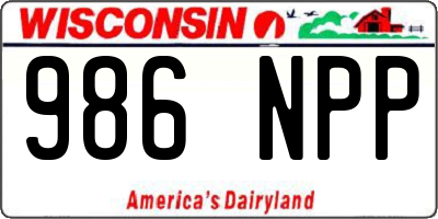 WI license plate 986NPP