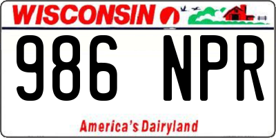 WI license plate 986NPR