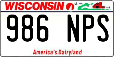 WI license plate 986NPS