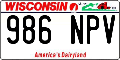 WI license plate 986NPV