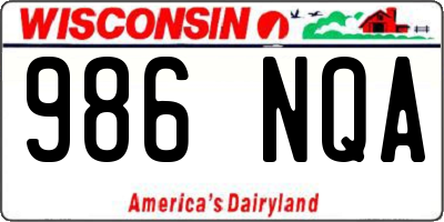 WI license plate 986NQA