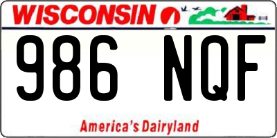WI license plate 986NQF