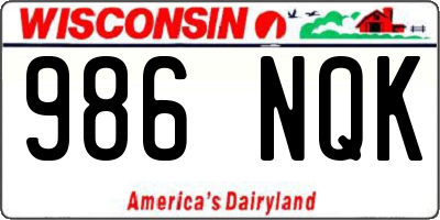 WI license plate 986NQK