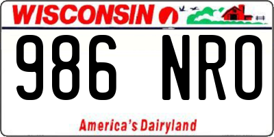 WI license plate 986NRO