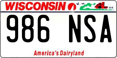 WI license plate 986NSA