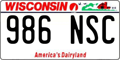 WI license plate 986NSC