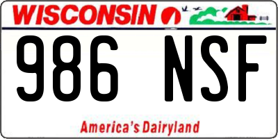 WI license plate 986NSF