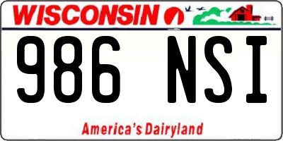 WI license plate 986NSI