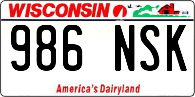 WI license plate 986NSK
