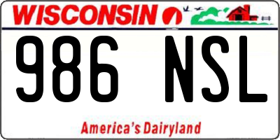WI license plate 986NSL