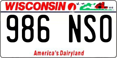 WI license plate 986NSO