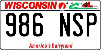 WI license plate 986NSP