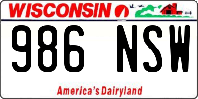 WI license plate 986NSW