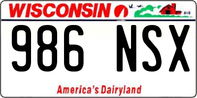 WI license plate 986NSX