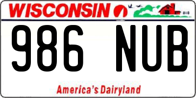 WI license plate 986NUB