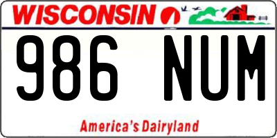 WI license plate 986NUM