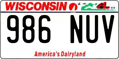 WI license plate 986NUV