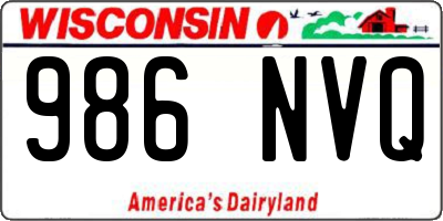 WI license plate 986NVQ