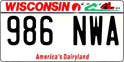 WI license plate 986NWA