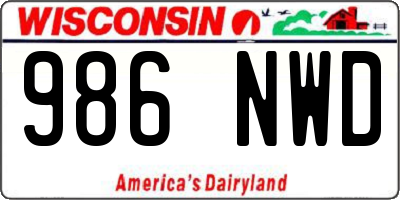 WI license plate 986NWD