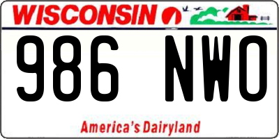 WI license plate 986NWO